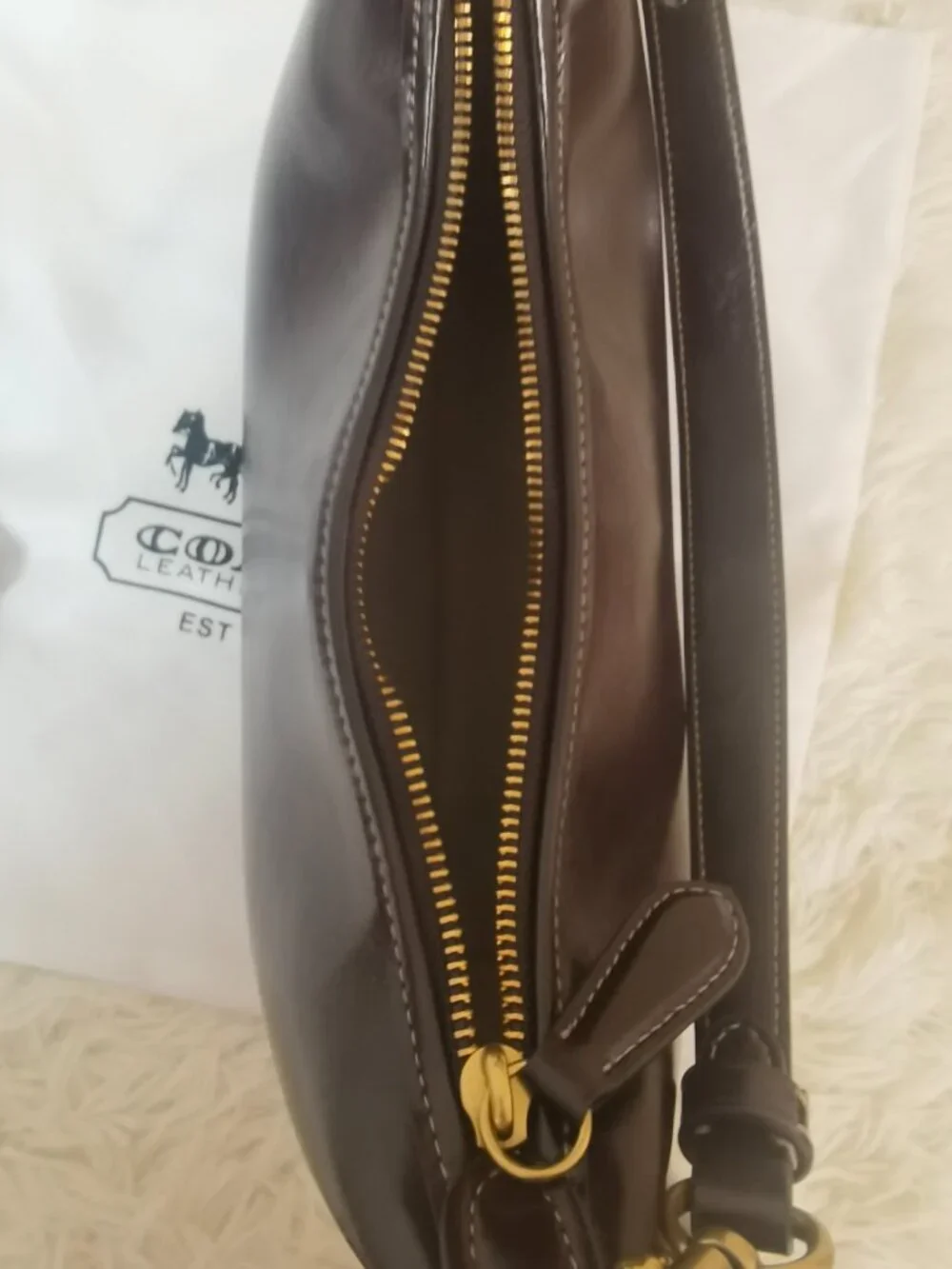 Coach Dark Brown Leather Hobo Shoulder Bag